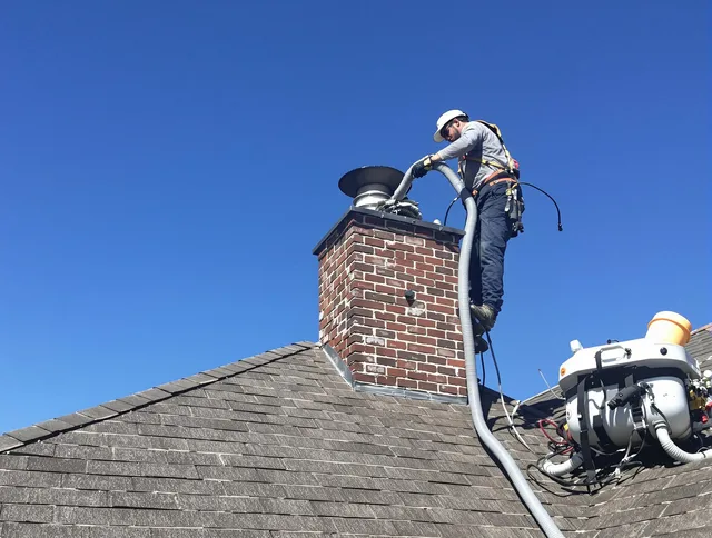 Dedicated Palm Coast Chimney Sweep team member cleaning a chimney in Palm Coast, FL