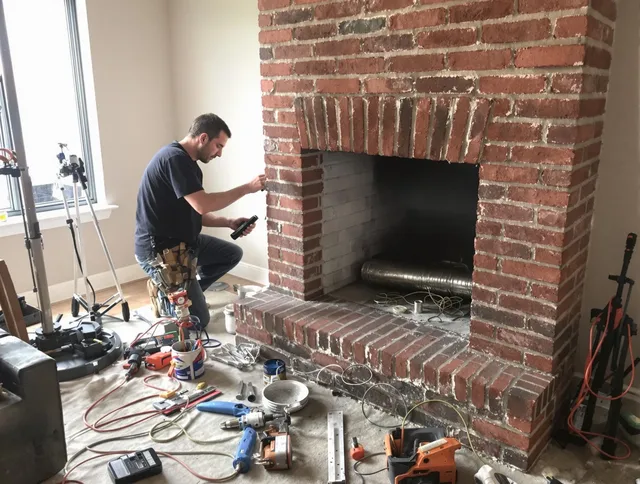 Palm Coast Chimney Sweep specialist finalizing chimney liner service in Palm Coast, FL