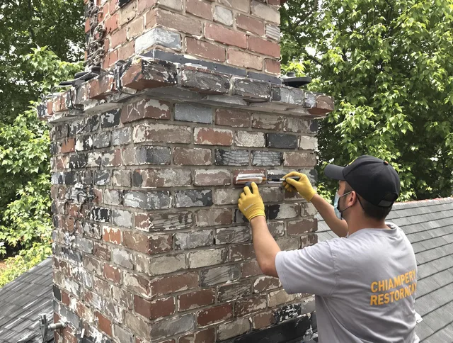 In-progress chimney restoration by Palm Coast Chimney Sweep in Palm Coast, FL